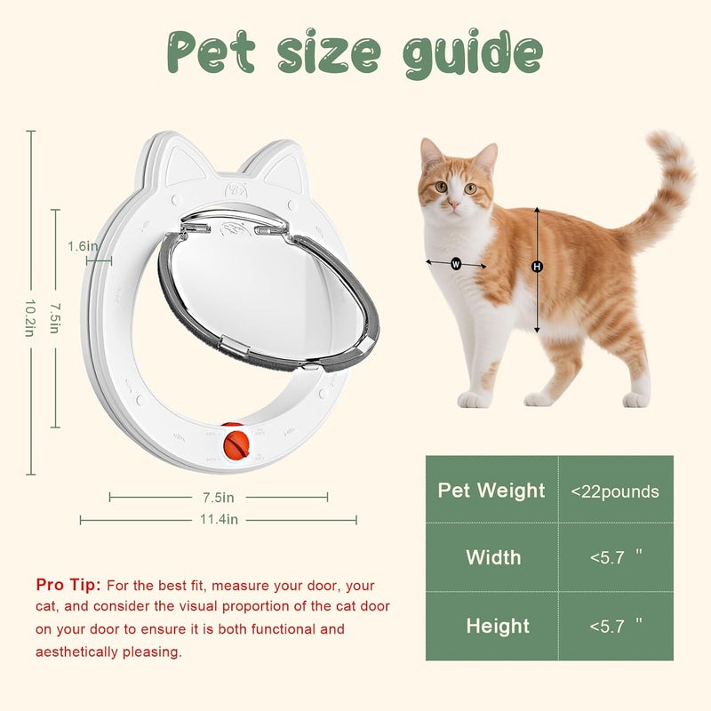 Decormax Cat Door with 4-Way Lock, Cat Door for Exterior Door with Magnetic Flap, Weatherproof Pet Door for Interior Door, White - Image 5